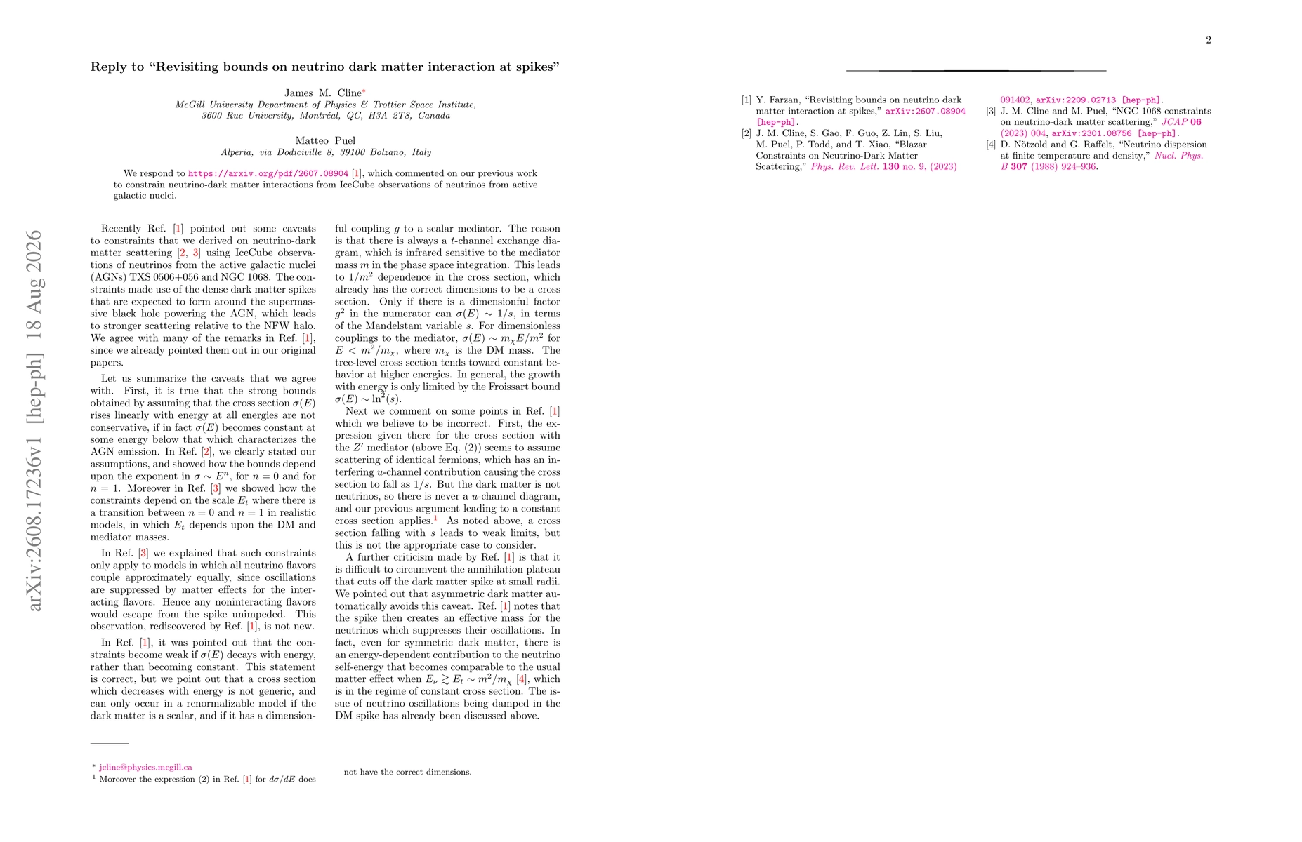 Thumbnail for Reply to "Revisiting bounds on neutrino dark matter interaction at spikes"