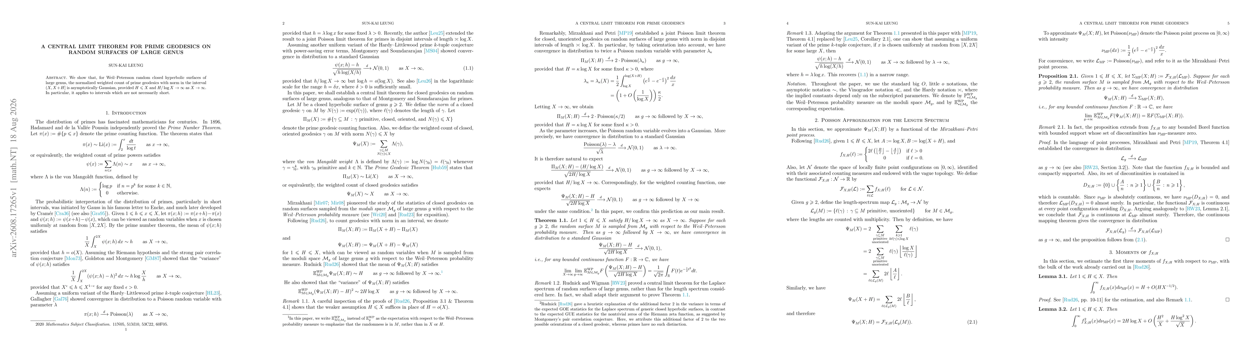 Thumbnail for A central limit theorem for prime geodesics on random surfaces of large genus