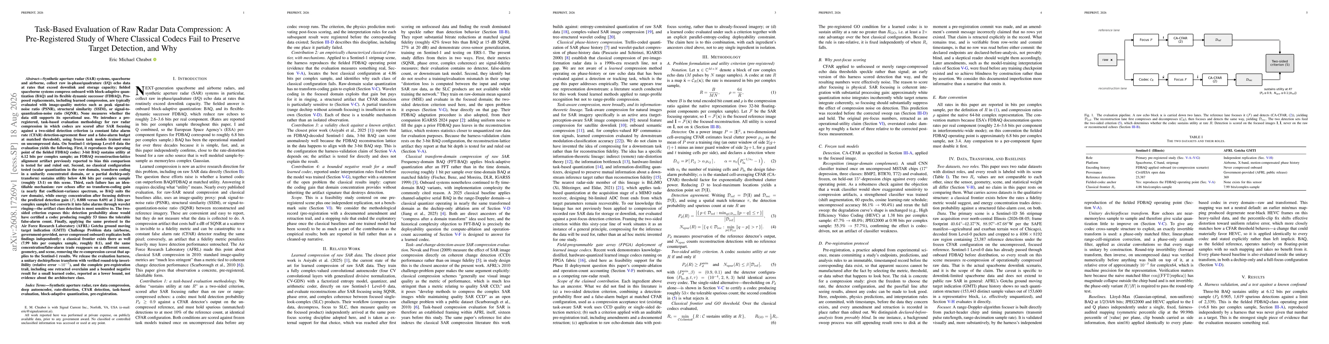 Thumbnail for Task-Based Evaluation of Raw Radar Data Compression: A Pre-Registered Study of Where Classical Codecs Fail to Preserve Target Detection, and Why