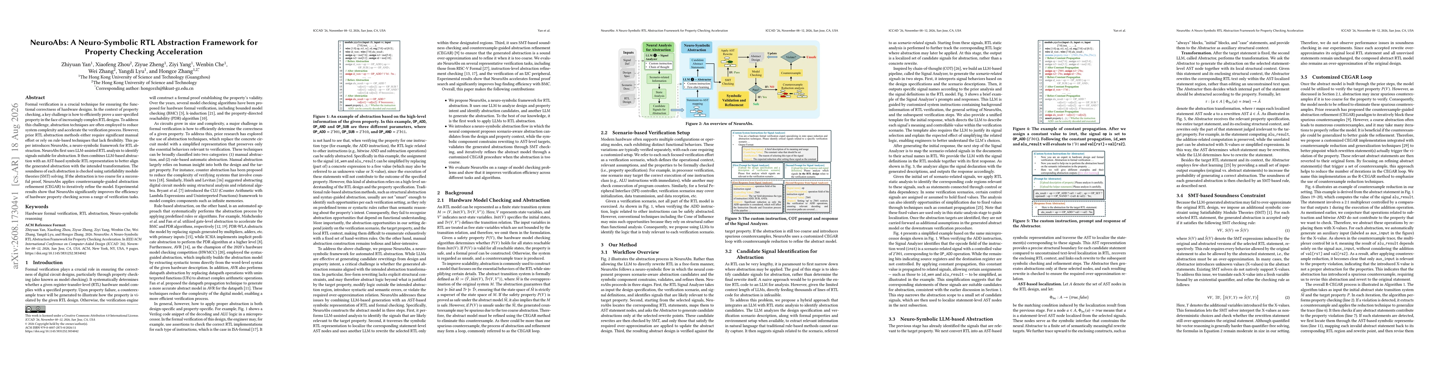 Thumbnail for NeuroAbs: A Neuro-Symbolic RTL Abstraction Framework for Property Checking Acceleration