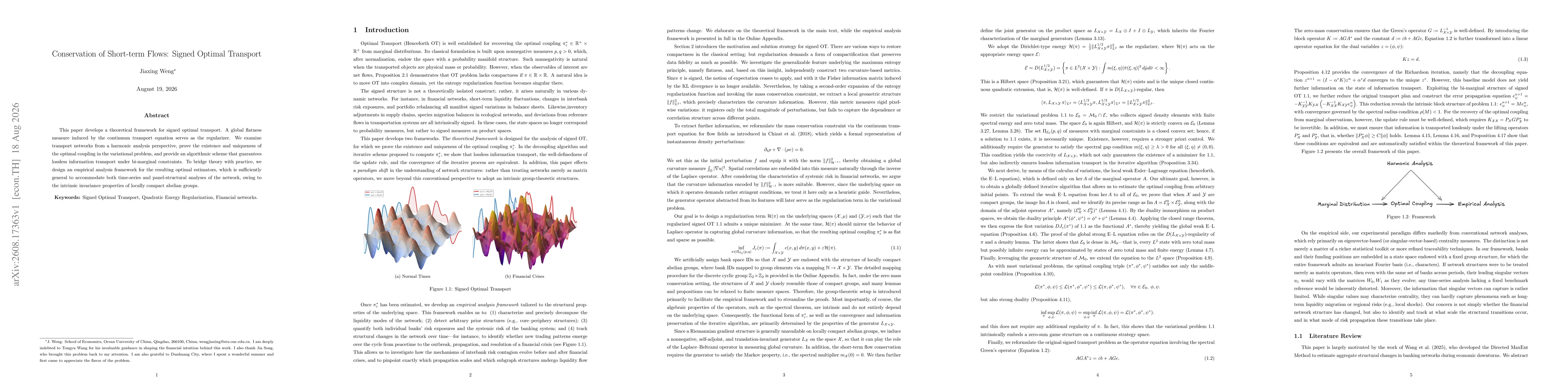 Thumbnail for Conservation of Short-term Flows: Signed Optimal Transport