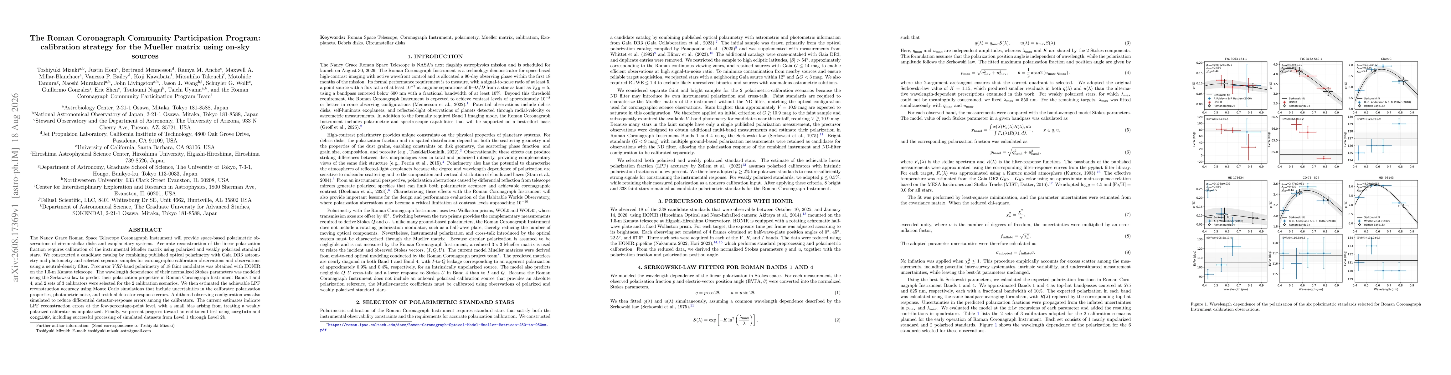 Thumbnail for The Roman Coronagraph Community Participation Program: calibration strategy for the Mueller matrix using on-sky sources