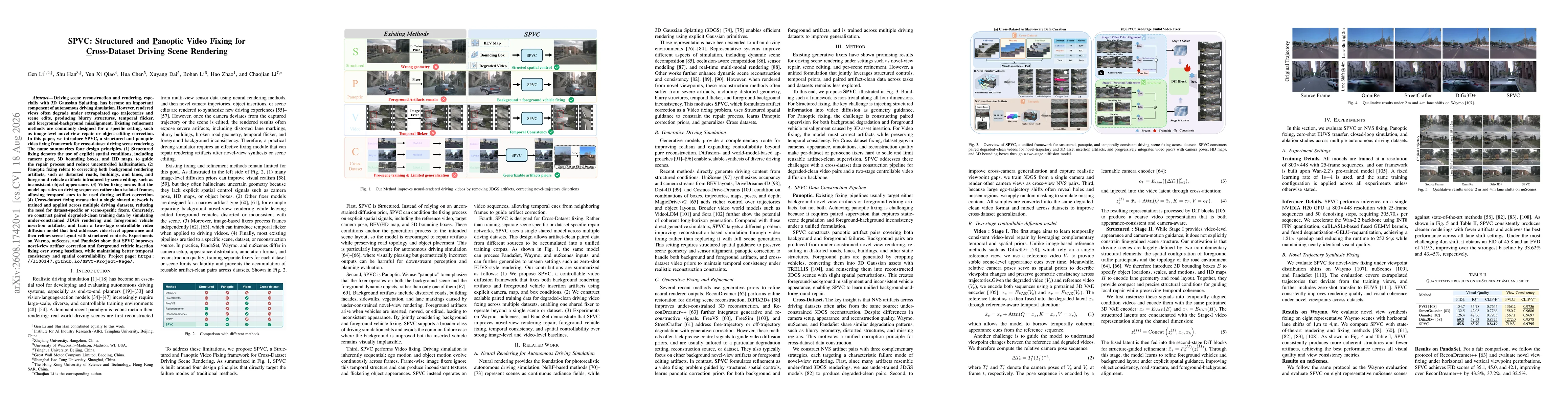 Thumbnail for SPVC: Structured and Panoptic Video Fixing for Cross-Dataset Driving Scene Rendering