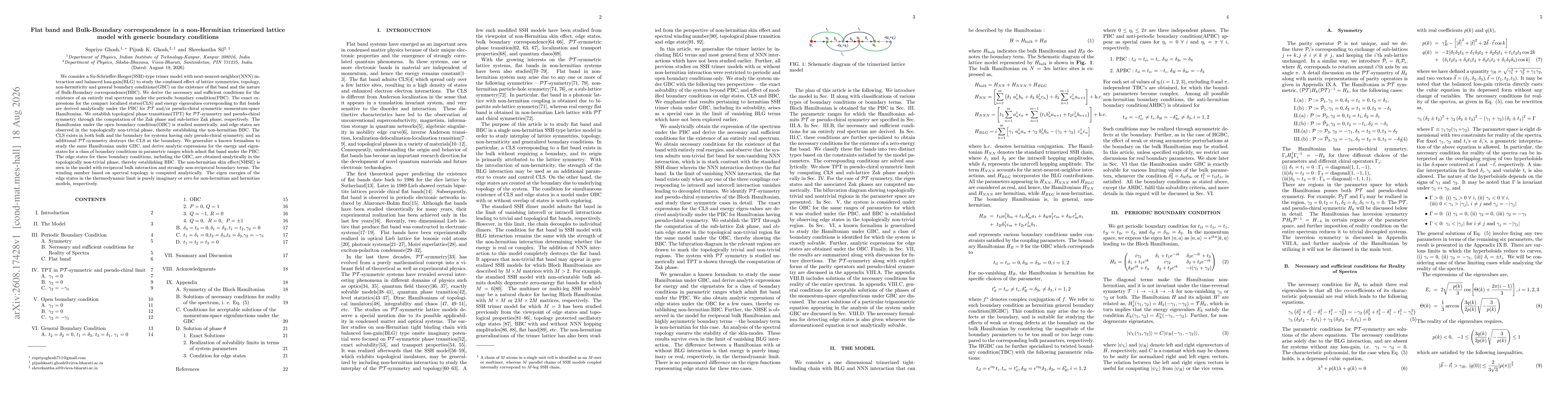 Thumbnail for Flat band and Bulk-Boundary correspondence in a non-Hermitian trimerized lattice model with generic boundary conditions