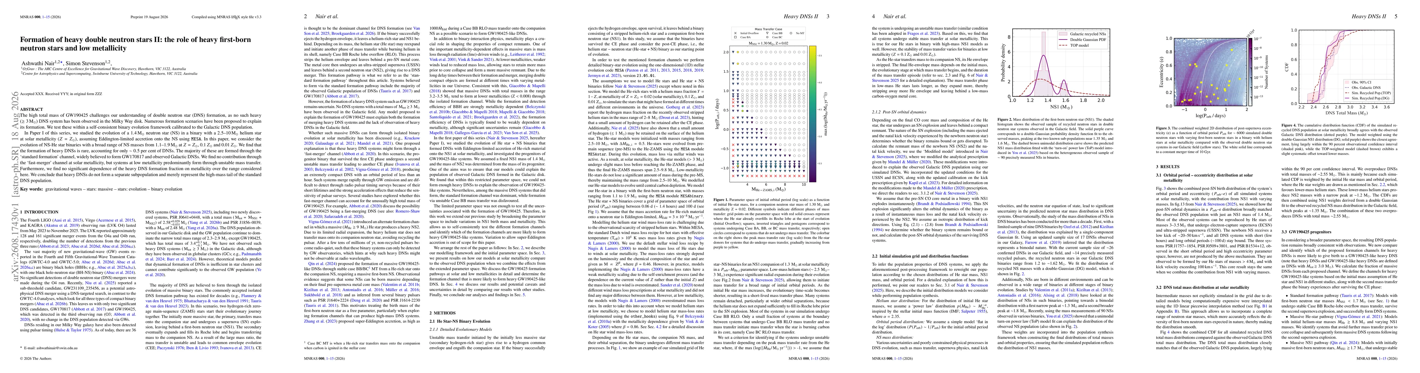 Thumbnail for Formation of heavy double neutron stars II: the role of heavy first-born neutron stars and low metallicity