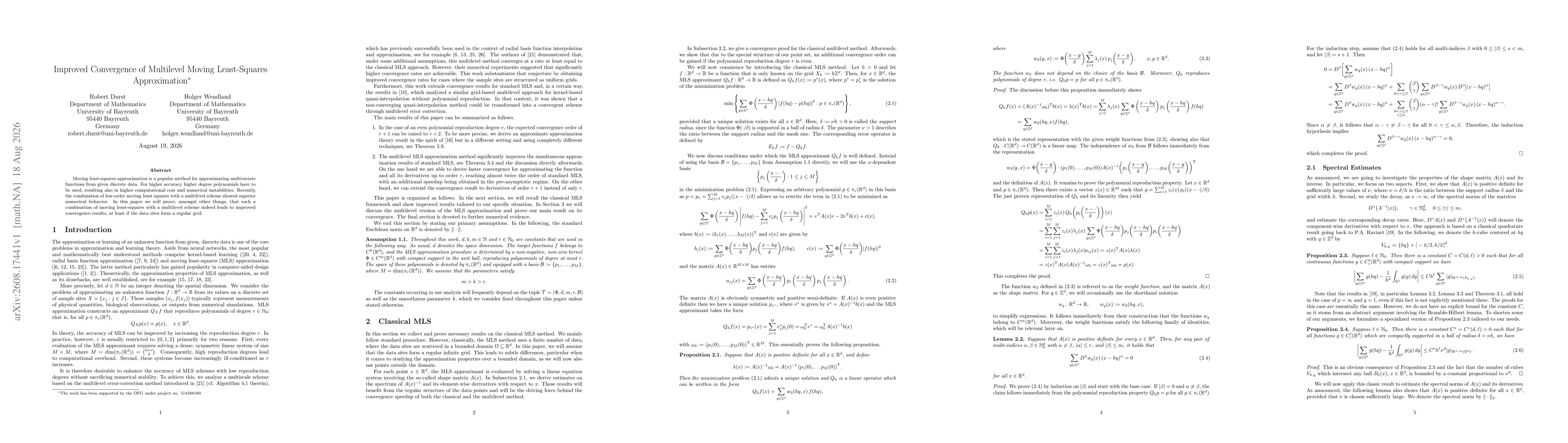 Thumbnail for Improved Convergence of Multilevel Moving Least-Squares Approximation