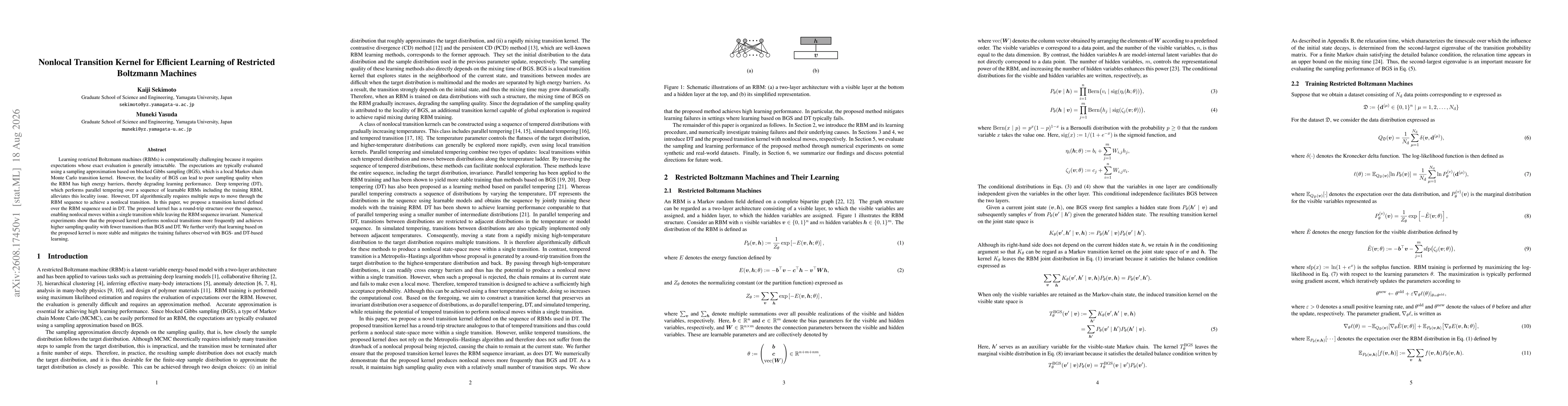 Thumbnail for Nonlocal Transition Kernel for Efficient Learning of Restricted Boltzmann Machines