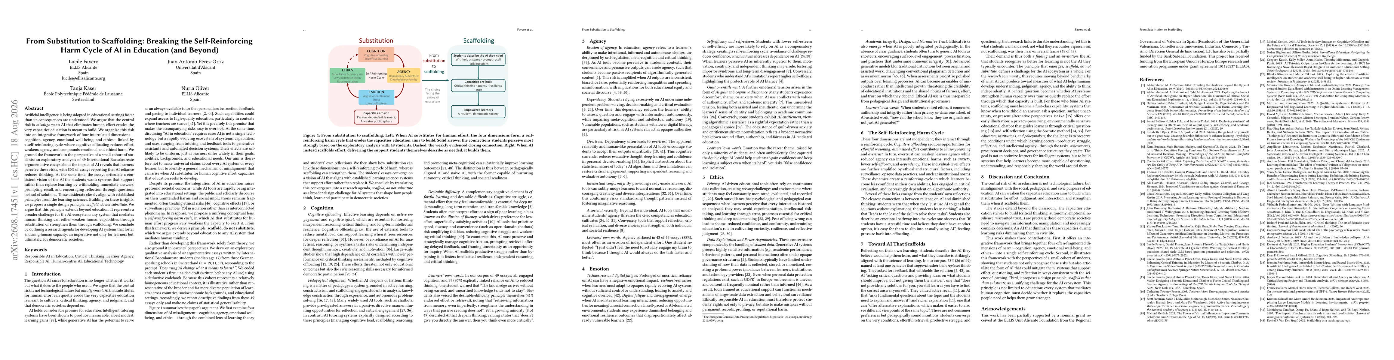 Thumbnail for From Substitution to Scaffolding: Breaking the Self-Reinforcing Harm Cycle of AI in Education (and Beyond)