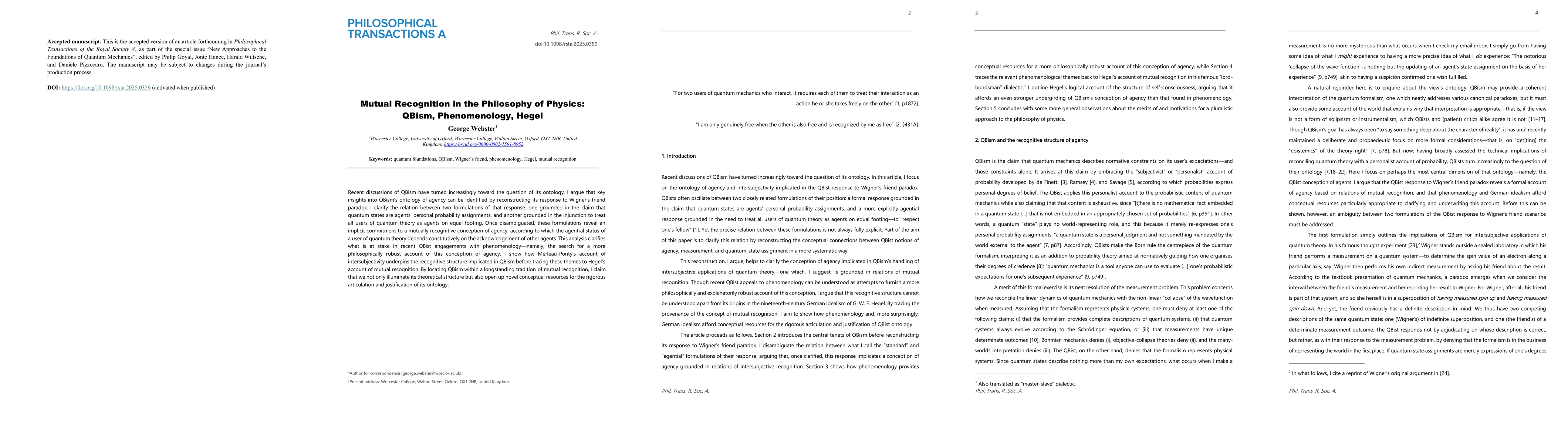 Thumbnail for Mutual Recognition in the Philosophy of Physics: QBism, Phenomenology, Hegel