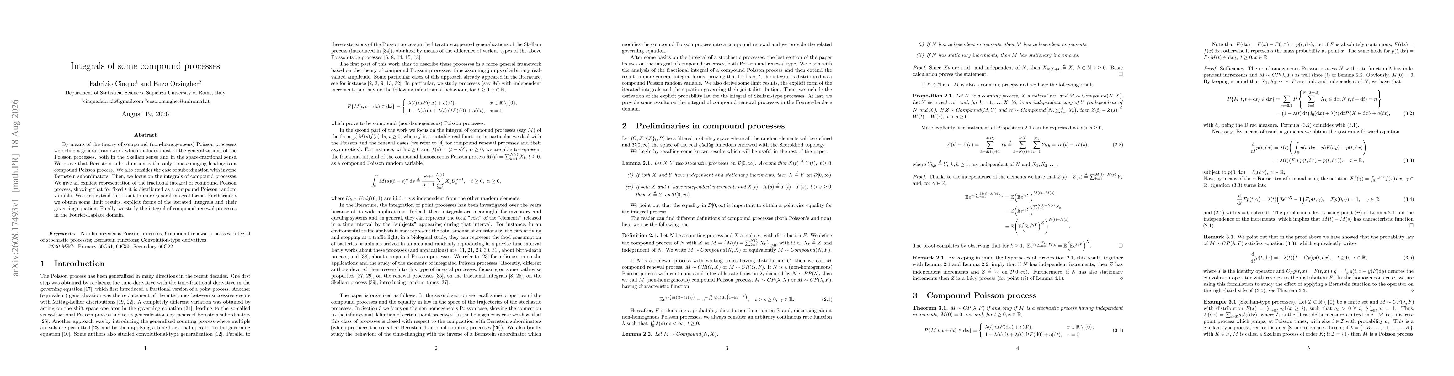 Thumbnail for Integrals of some compound processes