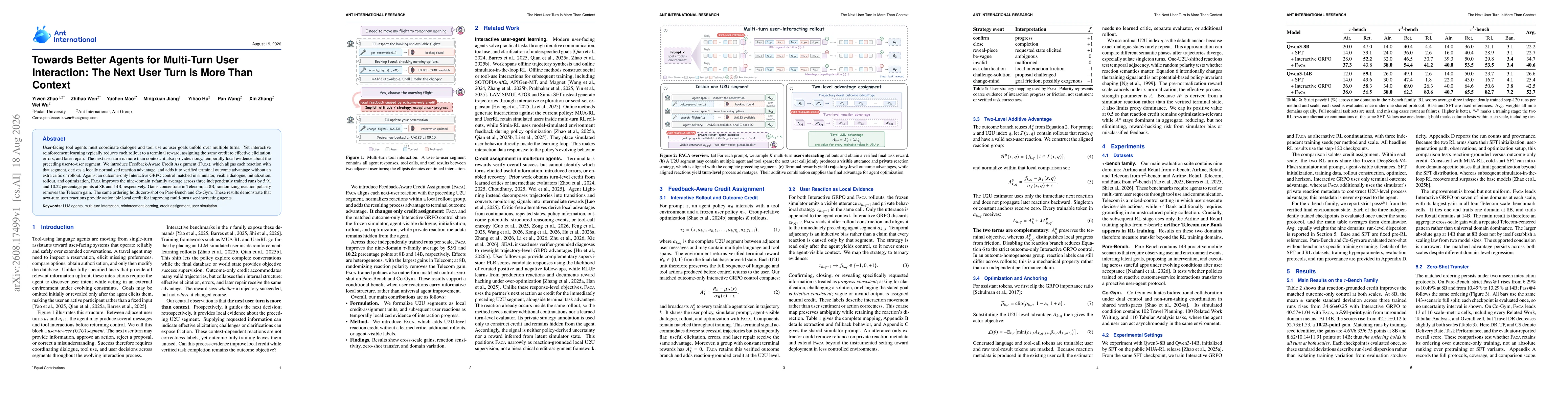 Thumbnail for Towards Better Agents for Multi-Turn User Interaction: The Next User Turn Is More Than Context
