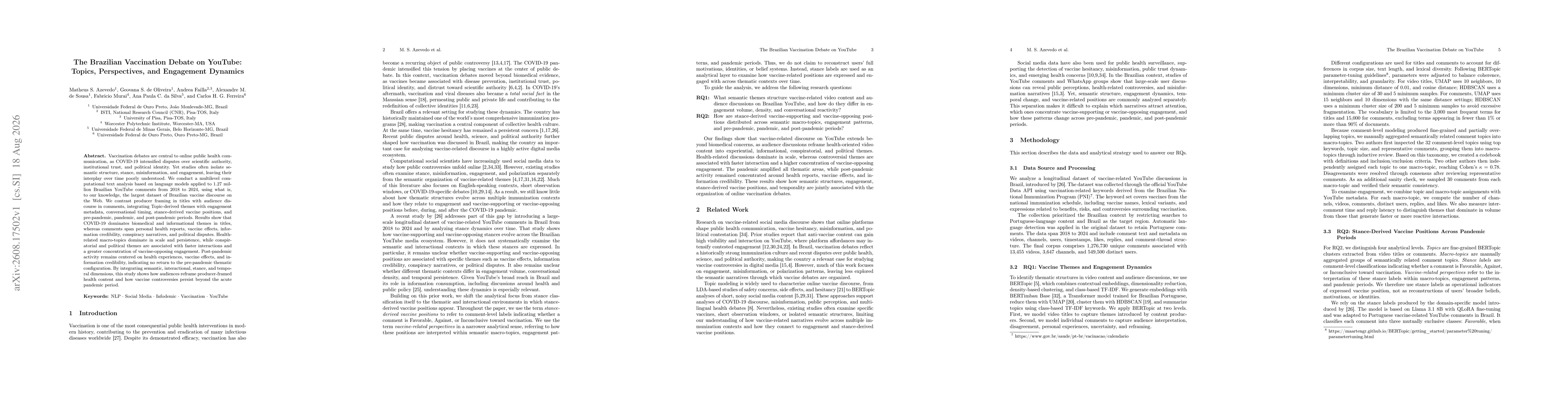 Thumbnail for The Brazilian Vaccination Debate on YouTube: Topics, Perspectives, and Engagement Dynamics