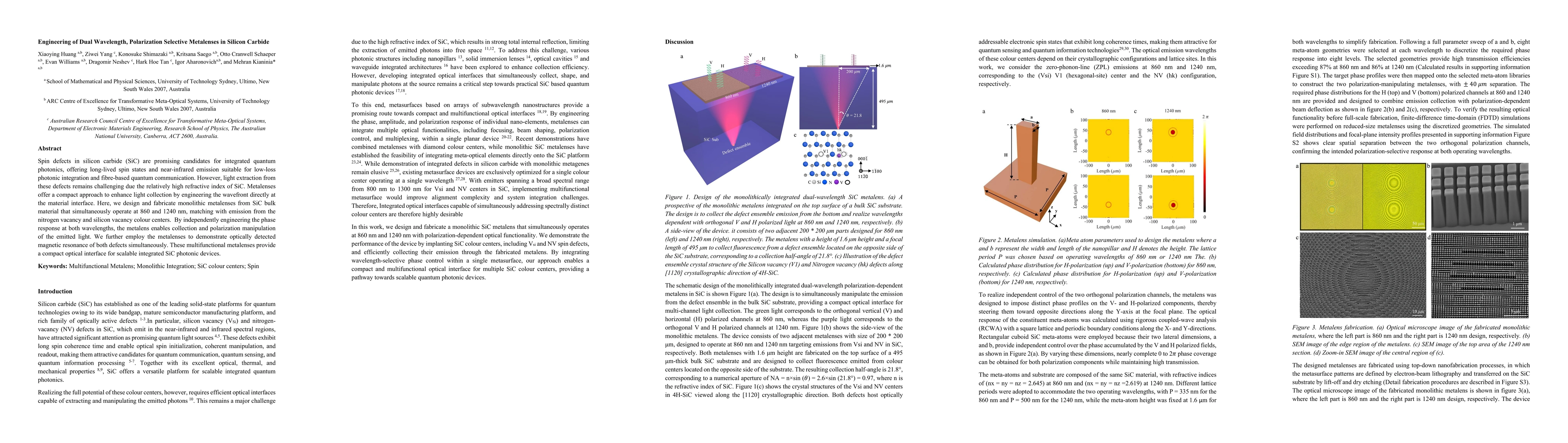 Thumbnail for Engineering of Dual Wavelength, Polarization Selective Metalenses in Silicon Carbide
