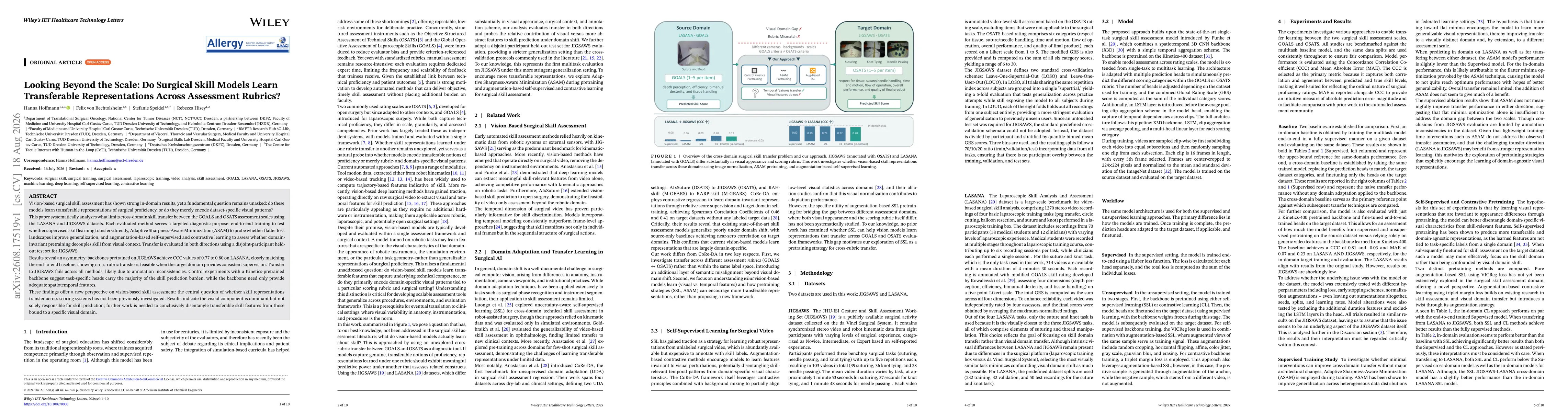 Thumbnail for Looking Beyond the Scale: Do Surgical Skill Models Learn Transferable Representations Across Assessment Rubrics?