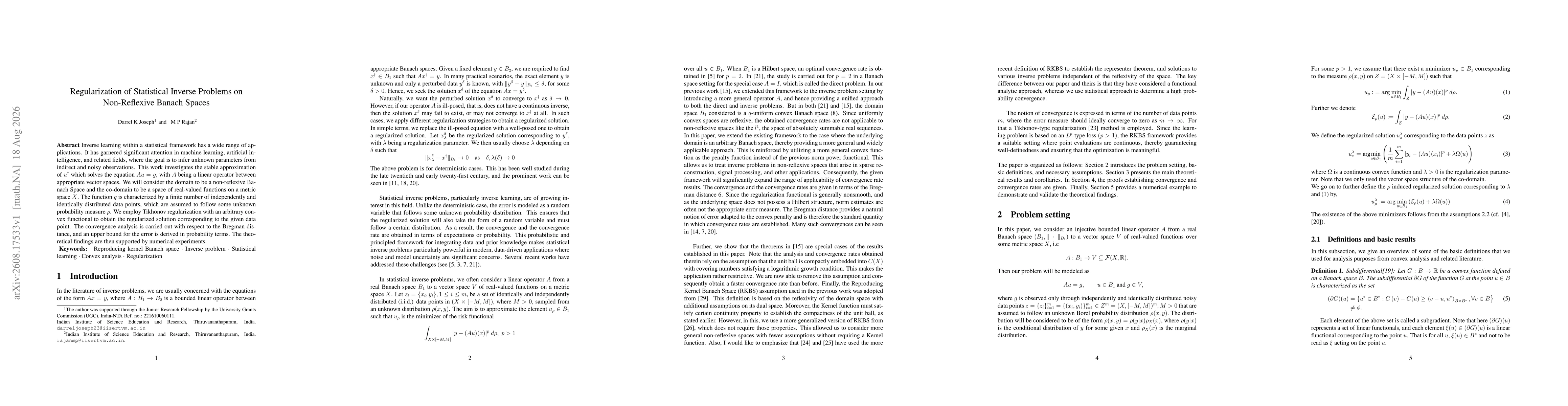 Thumbnail for Regularization of Statistical Inverse Problems on Non-Reflexive Banach Spaces
