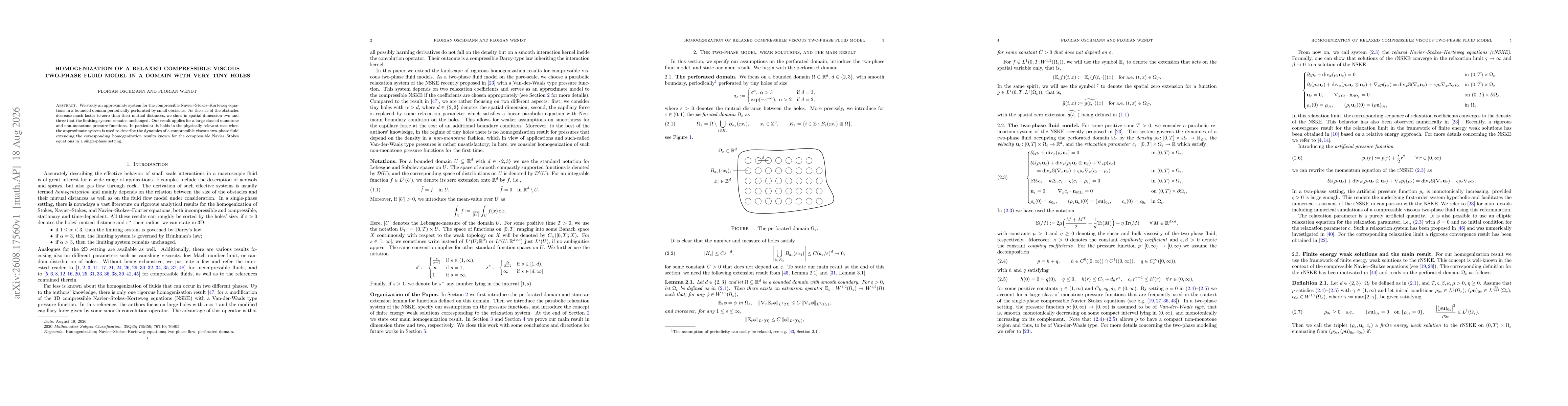 Thumbnail for Homogenization of a relaxed compressible viscous two-phase fluid model in a domain with very tiny holes