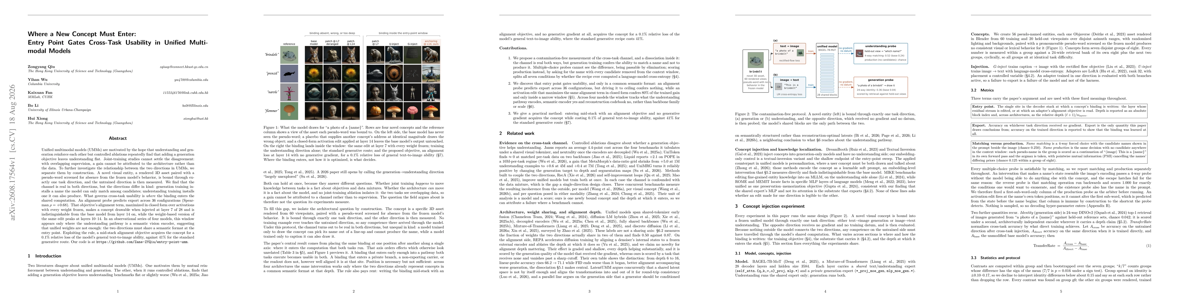 Thumbnail for Where a New Concept Must Enter: Entry Point Gates Cross-Task Usability in Unified Multimodal Models