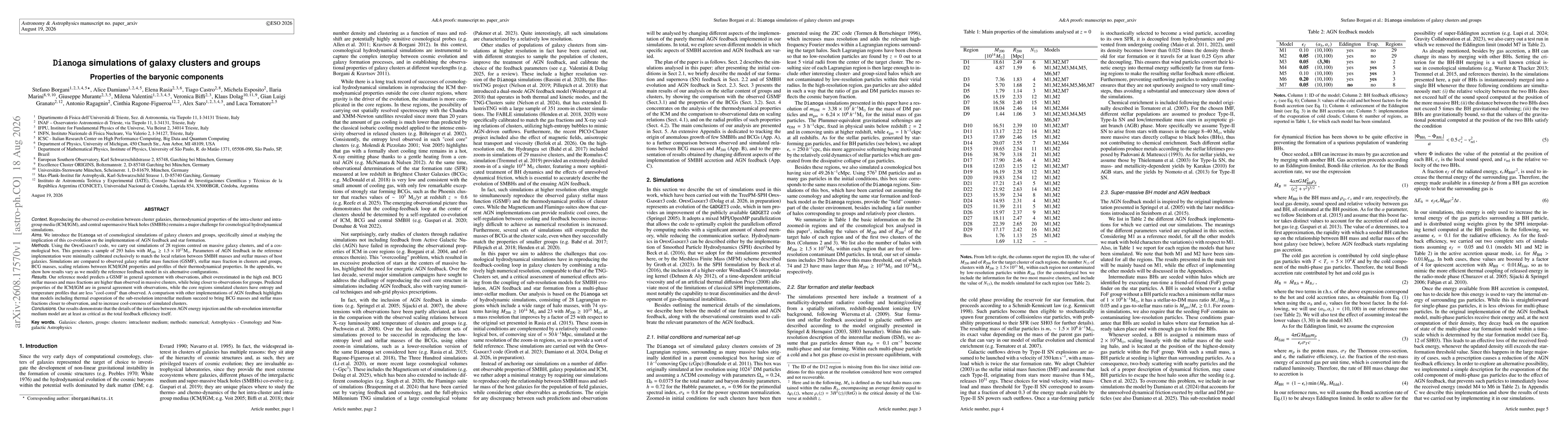 Thumbnail for Dianoga simulations of galaxy clusters and groups: Properties of the baryonic components