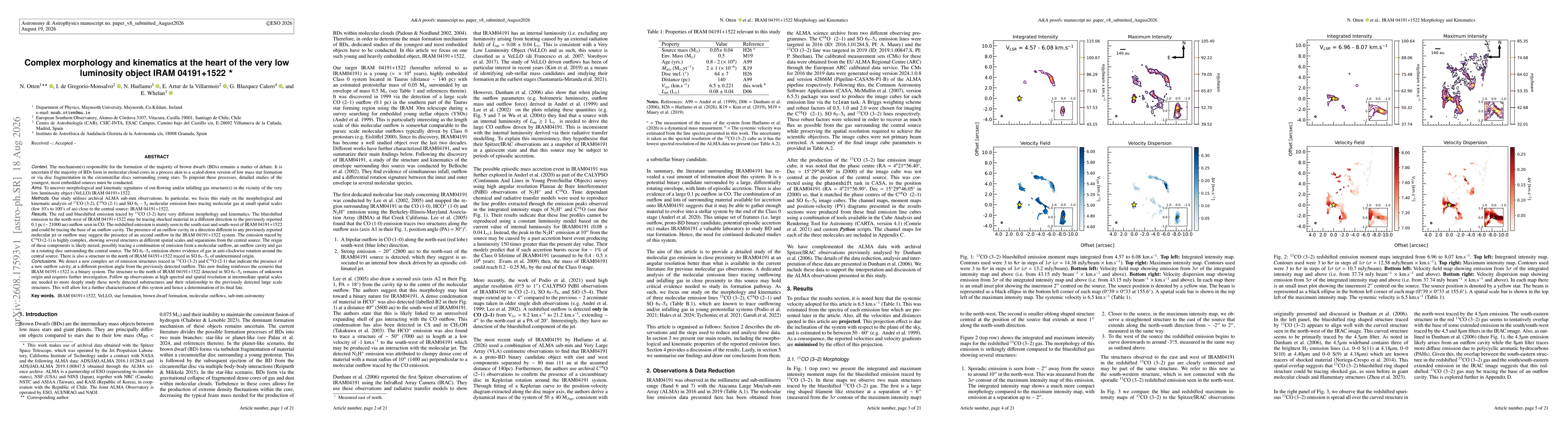 Thumbnail for Complex morphology and kinematics at the heart of the very low luminosity object IRAM 04191+1522