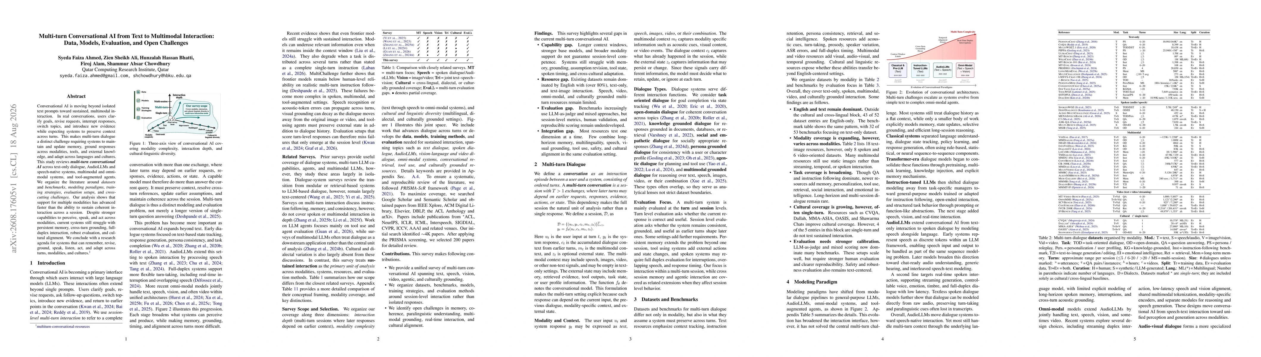 Thumbnail for Multi-turn Conversational AI from Text to Multimodal Interaction: Data, Models, Evaluation, and Open Challenges