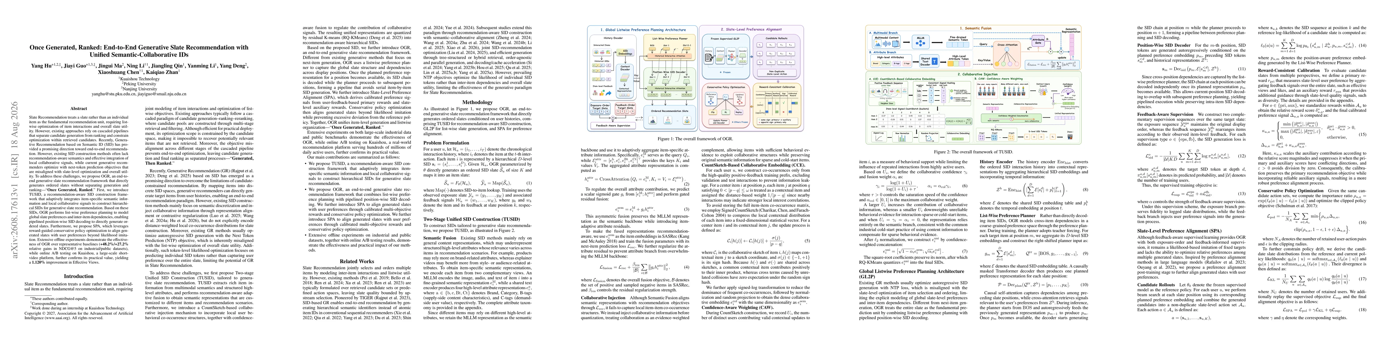 Thumbnail for Once Generated, Ranked: End-to-End Generative Slate Recommendation with Unified Semantic-Collaborative IDs