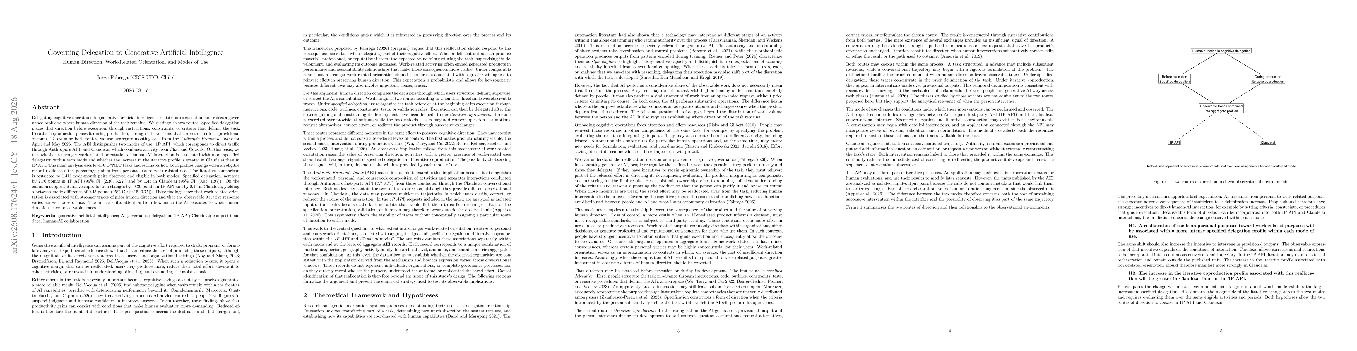 Thumbnail for Governing Delegation to Generative Artificial Intelligence: Human Direction, Work-Related Orientation, and Modes of Use