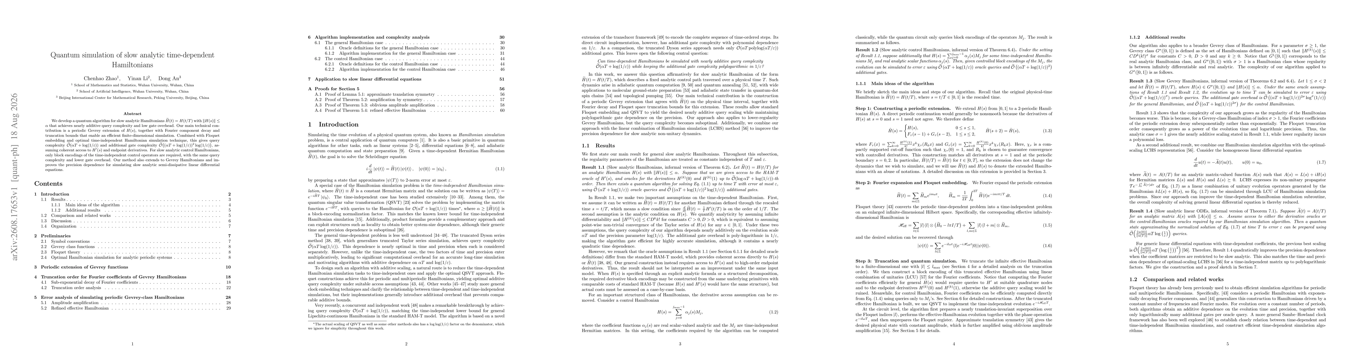 Thumbnail for Quantum simulation of slow analytic time-dependent Hamiltonians