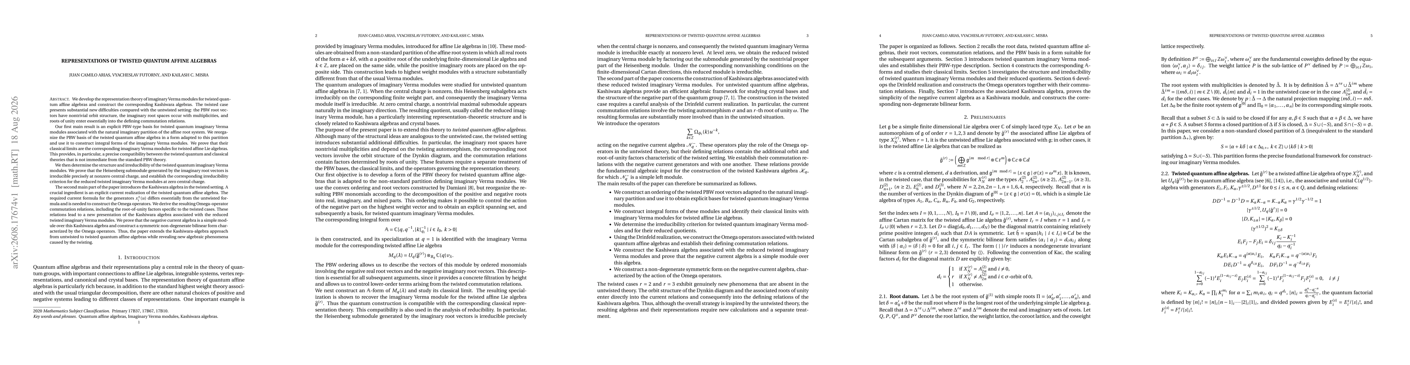 Thumbnail for Representations of twisted quantum affine algebras