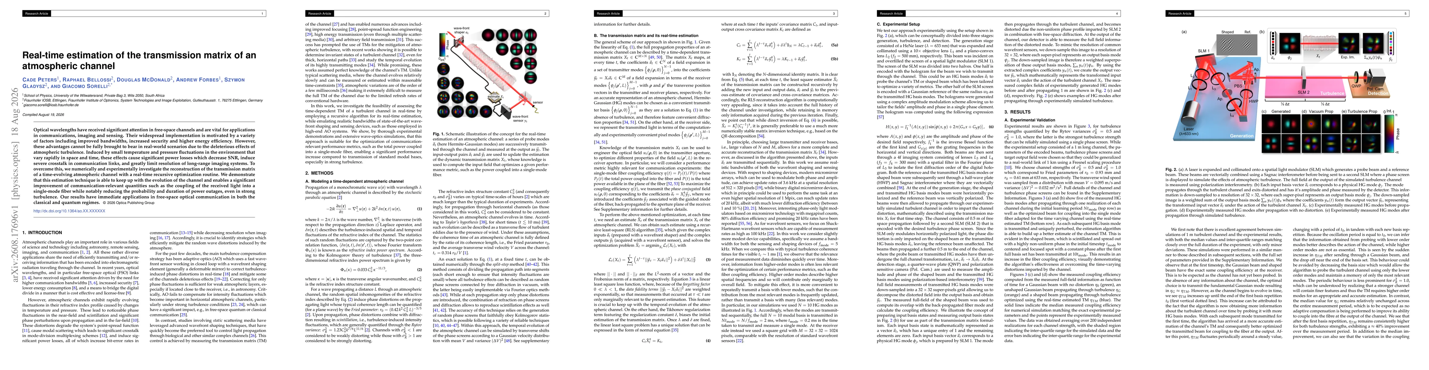 Thumbnail for Real-time estimation of the transmission matrix of an atmospheric channel