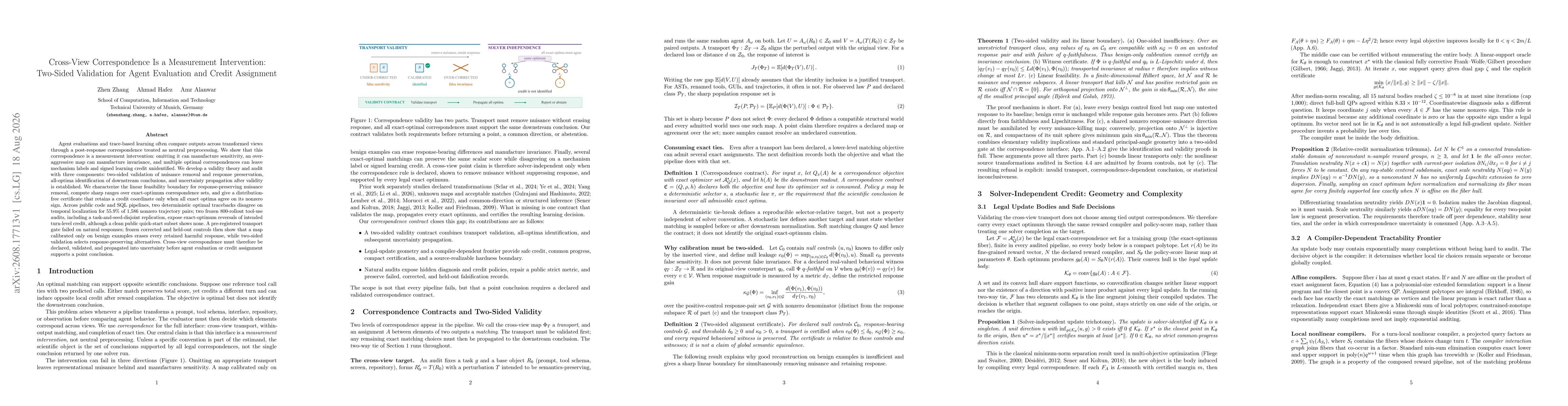 Thumbnail for Cross-View Correspondence Is a Measurement Intervention: Two-Sided Validation for Agent Evaluation and Credit Assignment