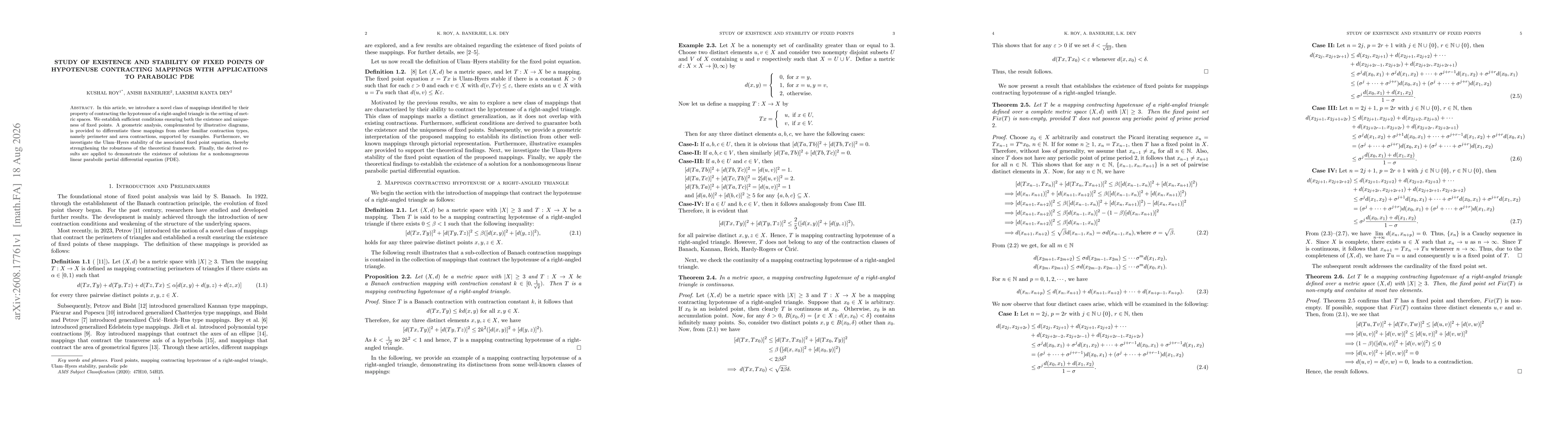 Thumbnail for Study of Existence and Stability of Fixed Points of Hypotenuse Contracting Mappings with Applications to Parabolic PDE