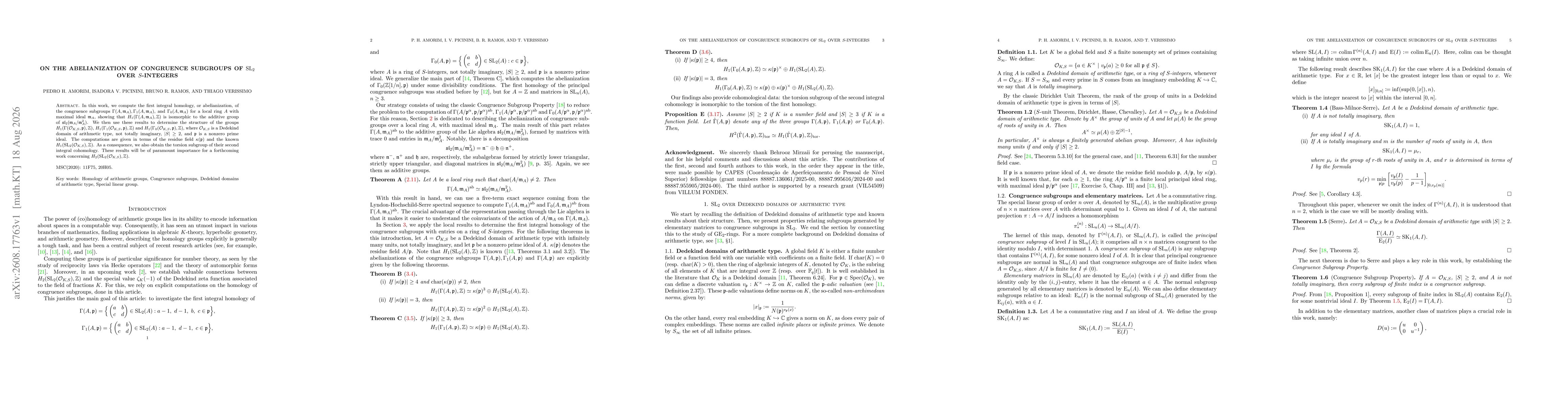 Thumbnail for On the abelianization of congruence subgroups of $\mathrm{SL}_2$ over $S$-integers