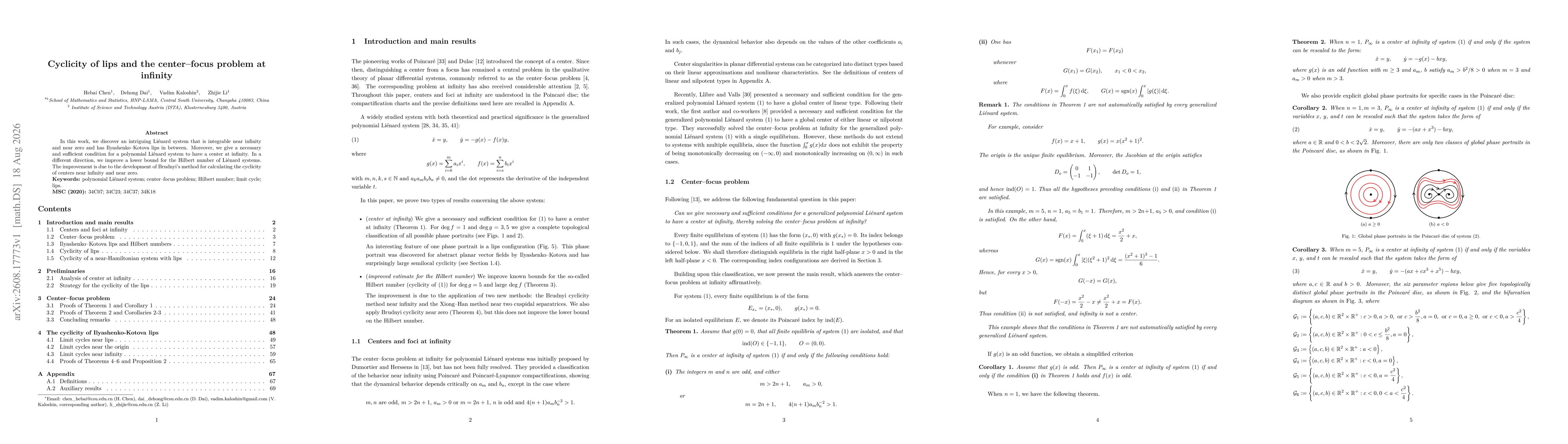 Thumbnail for Cyclicity of lips and center-focus problem near infinity