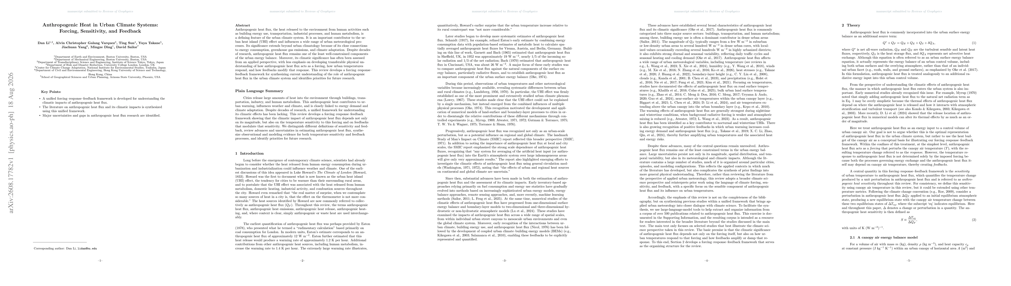 Thumbnail for Anthropogenic Heat in Urban Climate Systems: Forcing, Sensitivity, and Feedback