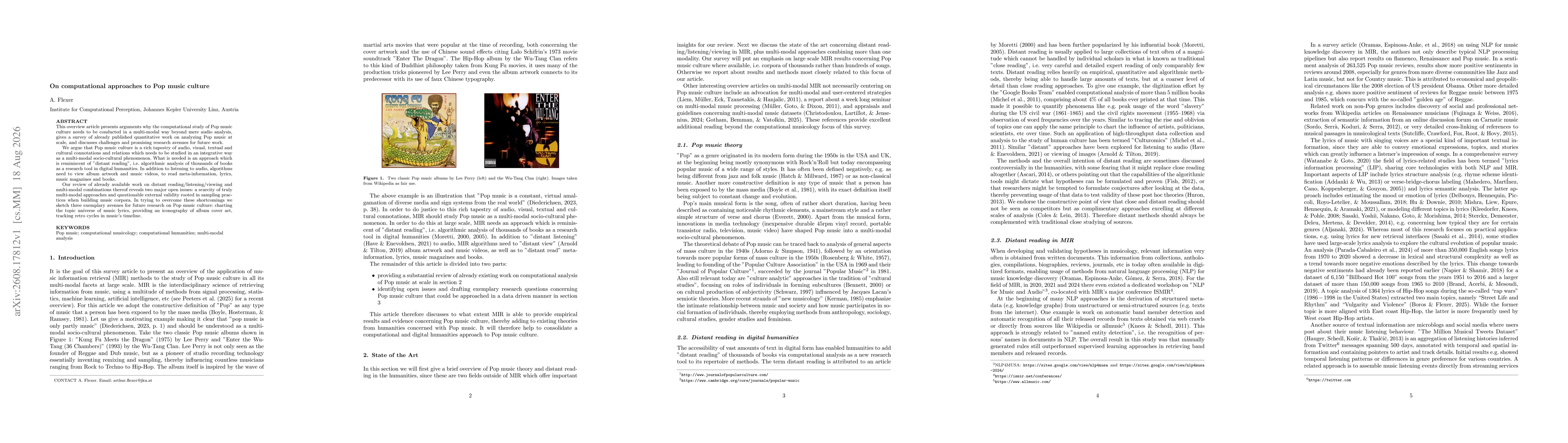 Thumbnail for On computational approaches to Pop music culture