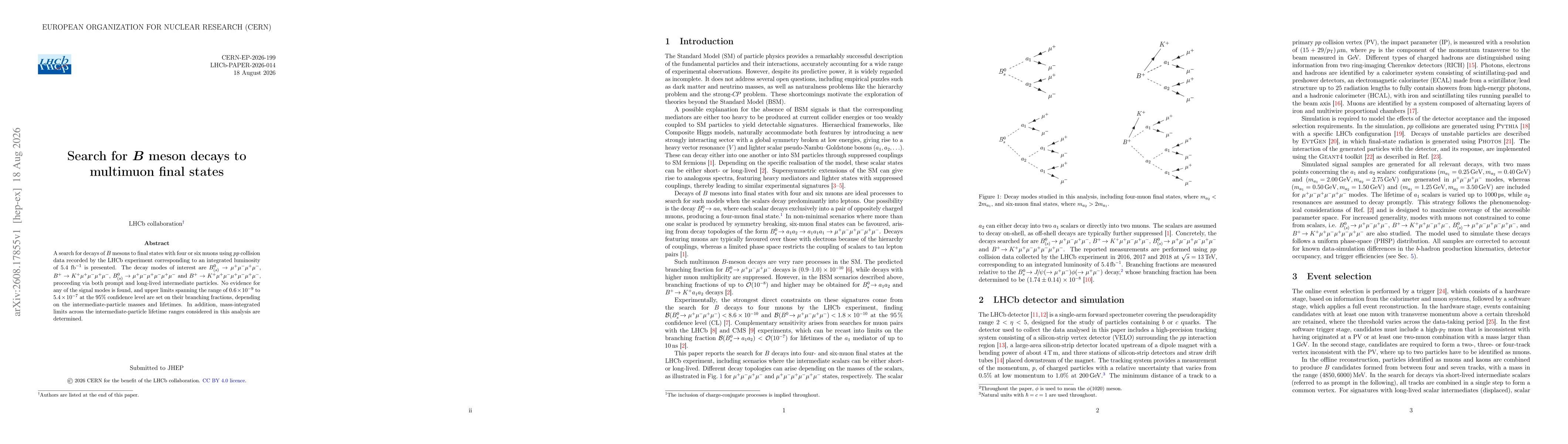 Thumbnail for Search for $B$ meson decays to multimuon final states