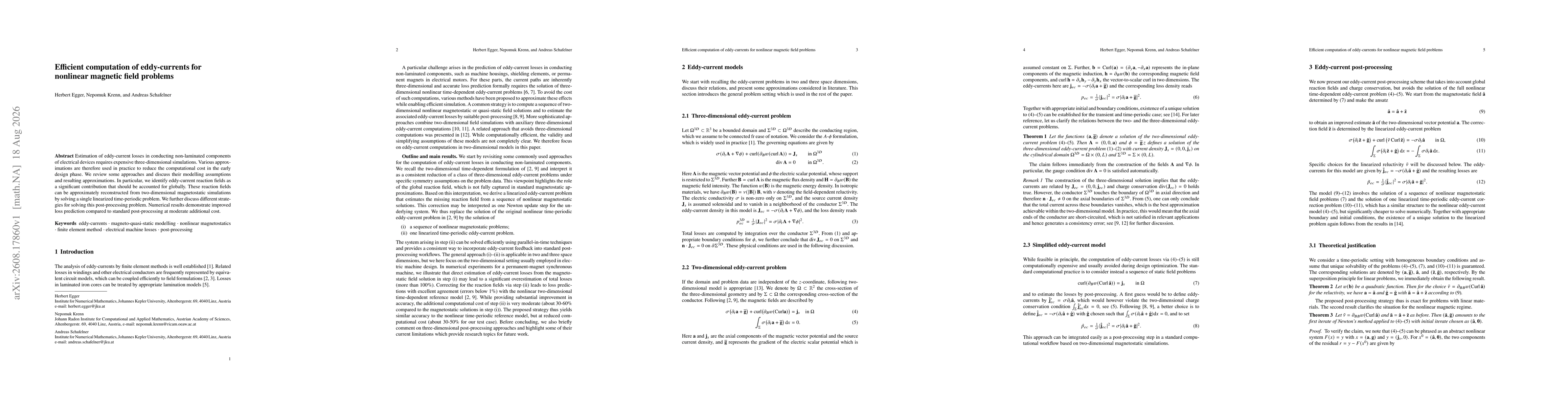 Thumbnail for Efficient computation of eddy-currents for nonlinear magnetic field problems