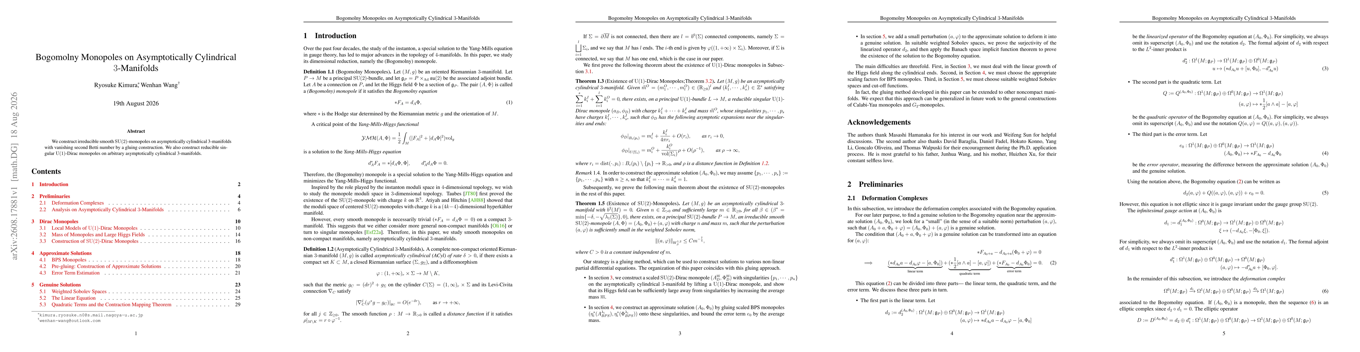 Thumbnail for Bogomolny Monopoles on Asymptotically Cylindrical 3-Manifolds