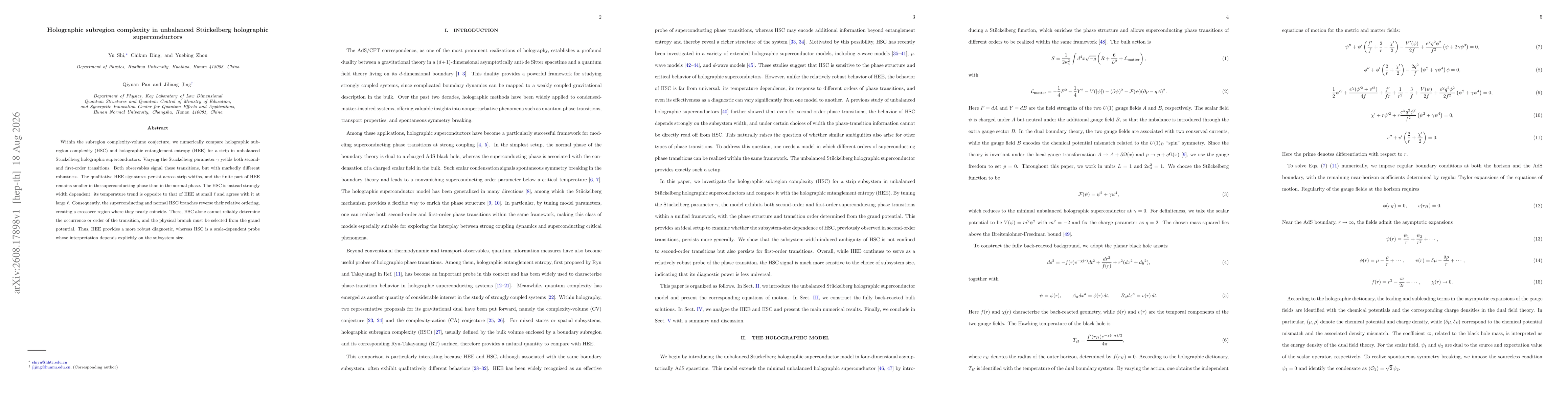 Thumbnail for Holographic subregion complexity in unbalanced Stückelberg holographic superconductors