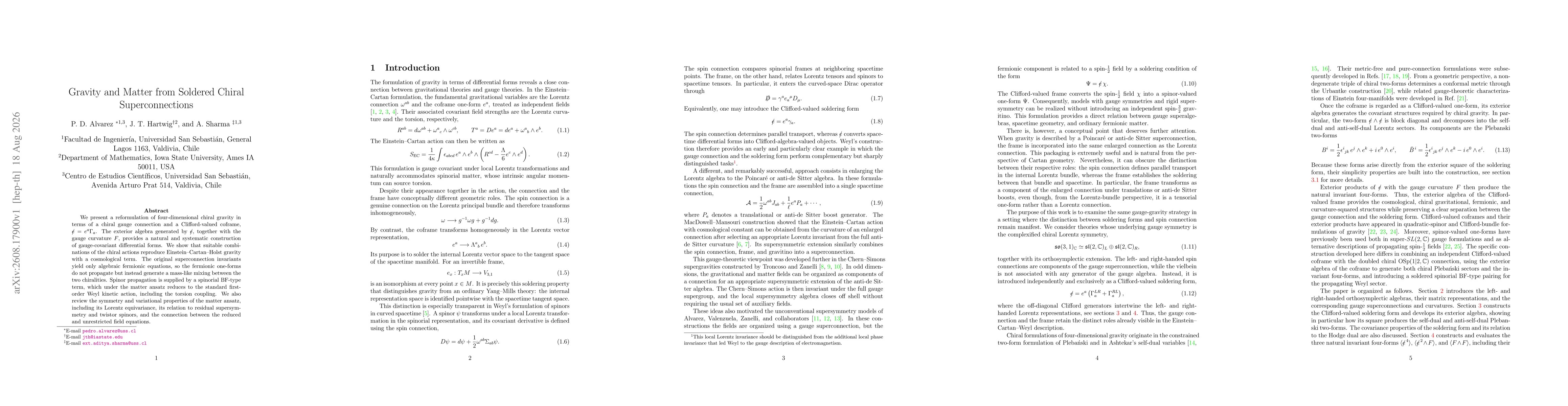 Thumbnail for Gravity and Matter from Soldered Chiral Superconnections