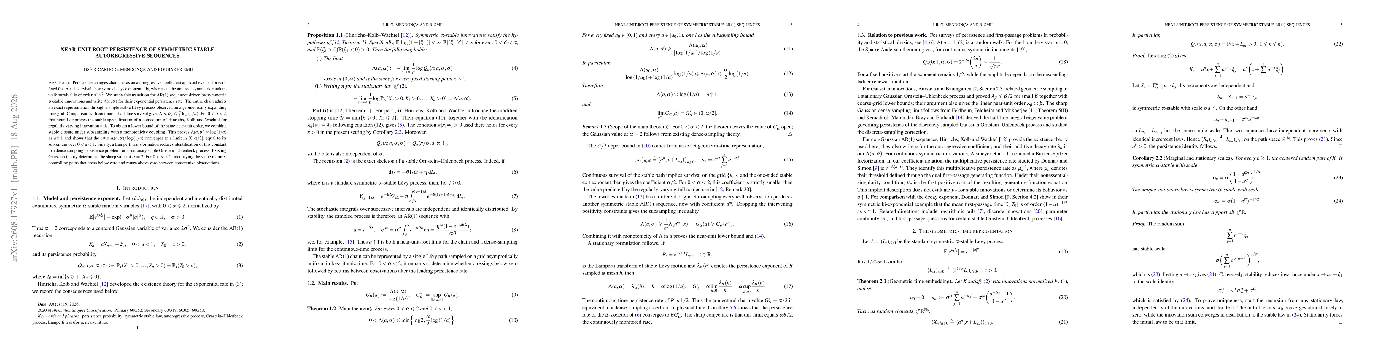 Thumbnail for Near-unit-root persistence of symmetric stable autoregressive sequences
