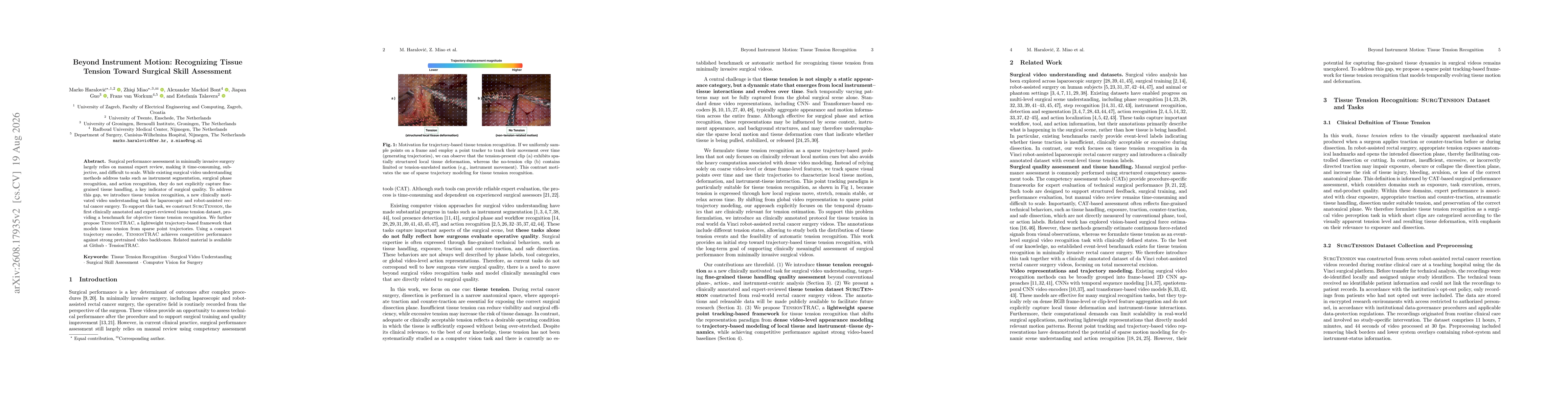 Thumbnail for Beyond Instrument Motion: Recognizing Tissue Tension Toward Surgical Skill Assessment