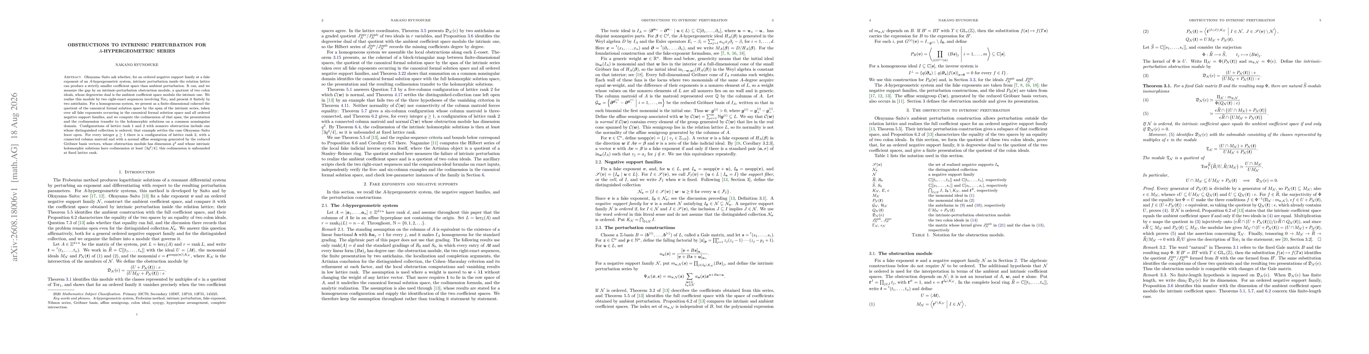 Thumbnail for Obstructions to intrinsic perturbation for $A$-hypergeometric series