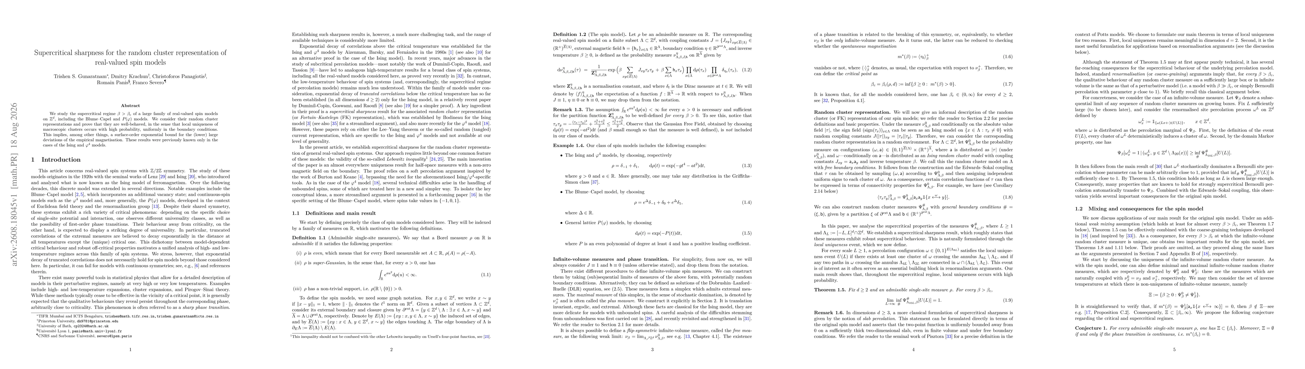 Thumbnail for Supercritical sharpness for the random cluster representation of real-valued spin models