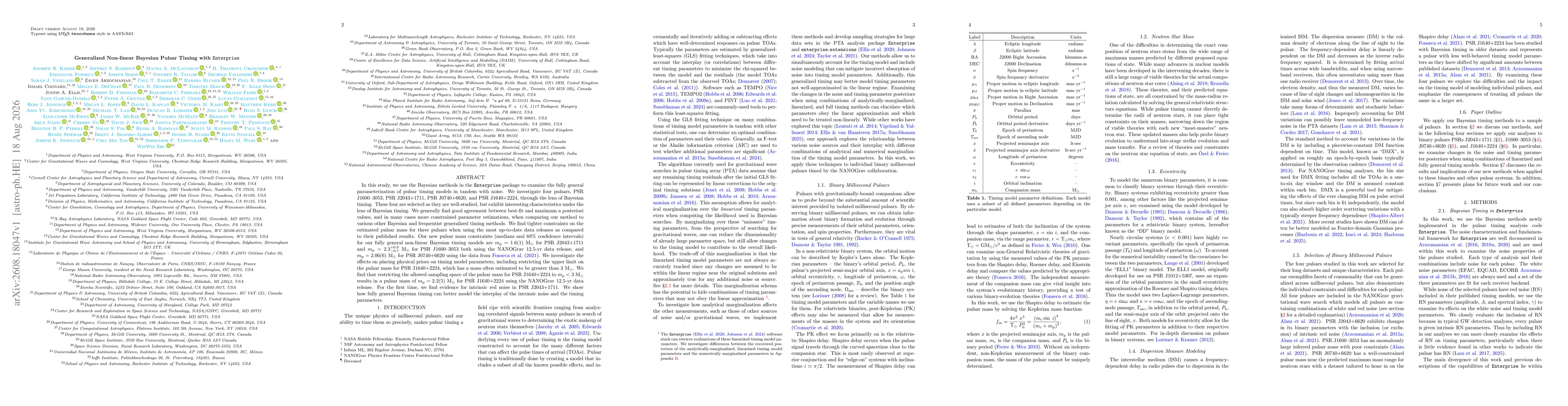 Thumbnail for Generalized Non-linear Bayesian Pulsar Timing with Enterprise