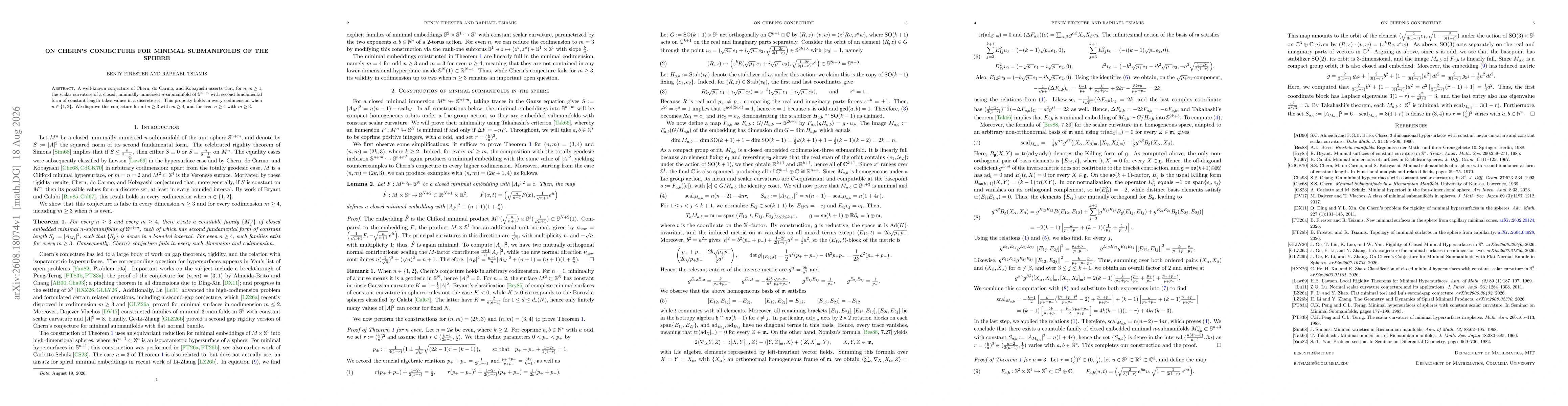 Thumbnail for On Chern's conjecture for minimal submanifolds of the sphere