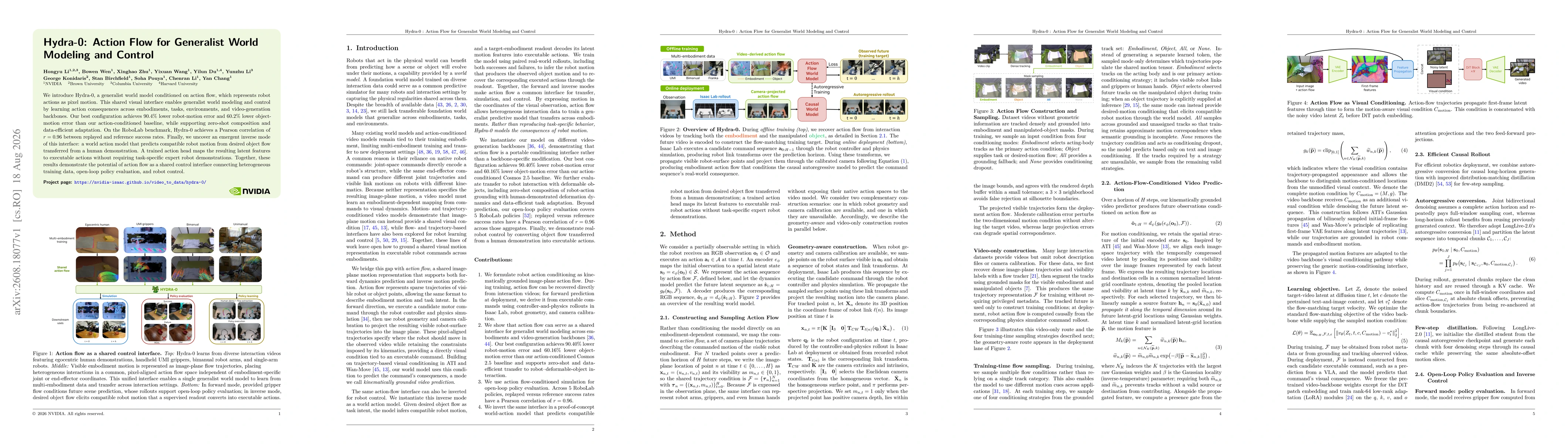 Thumbnail for Hydra-0: Action Flow for Generalist World Modeling and Control