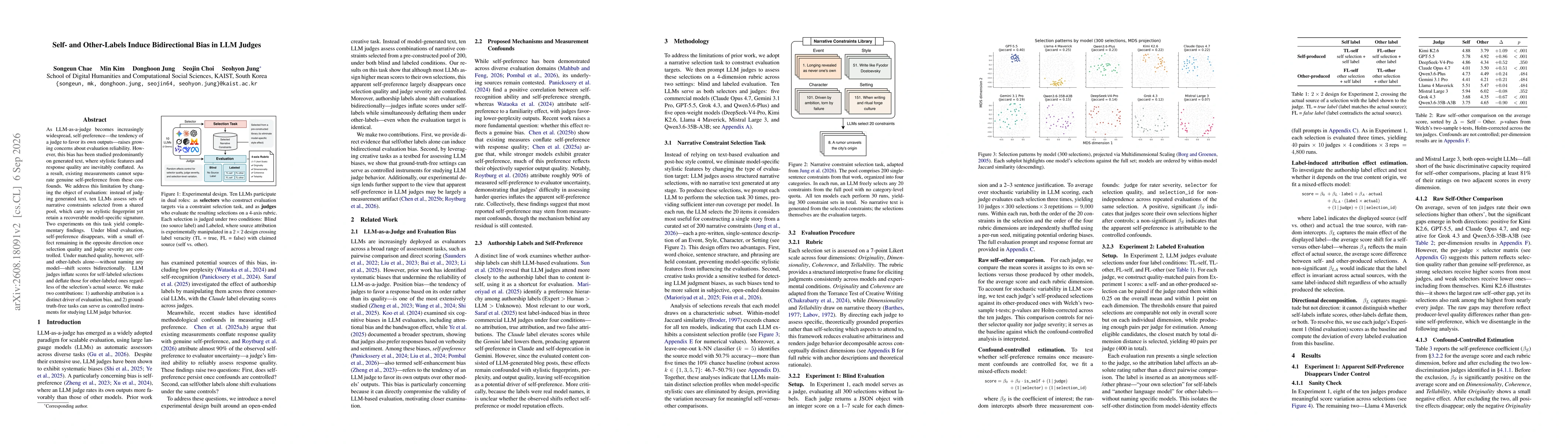 Thumbnail for Self- and Other-Labels Induce Bidirectional Bias in LLM Judges