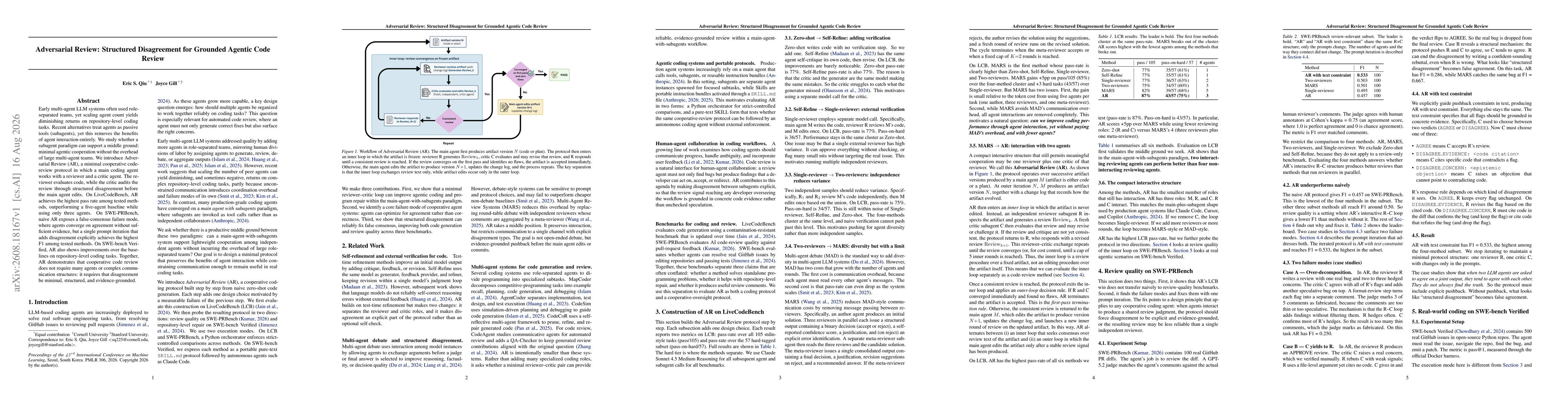 Thumbnail for Adversarial Review: Structured Disagreement for Grounded Agentic Code Review