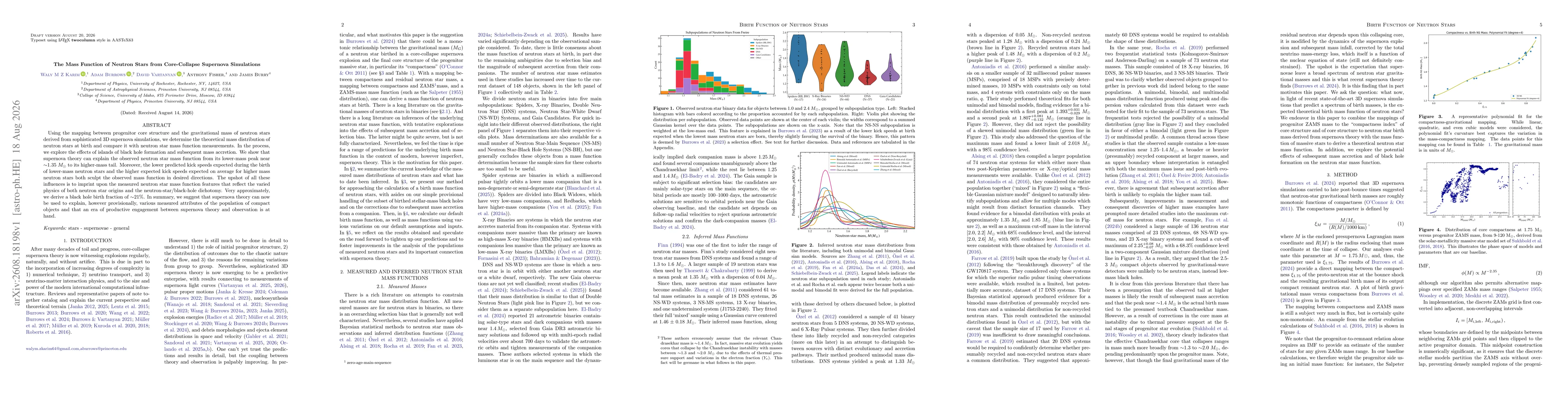 Thumbnail for The Mass Function of Neutron Stars from Core-Collapse Supernova Simulations